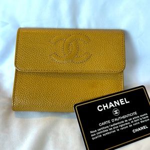 Chanel tan caviar wallet